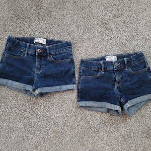 Abercrombie Kids Midi Blue Denim Jean Cuffed Leg Shortie Shorts Size 9/10